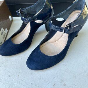 Giani Bernini Womens Velmahl Blk Strappy Patent Trim Buckle Comfort Pumps Sz 6.5